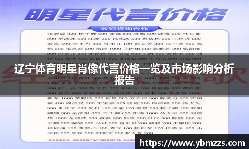 辽宁体育明星肖像代言价格一览及市场影响分析报告